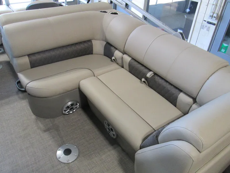 Slide: The Image of 2023 Sun Tracker SPORT FISH 22 XP3 pontoon boat interior seating. - 9