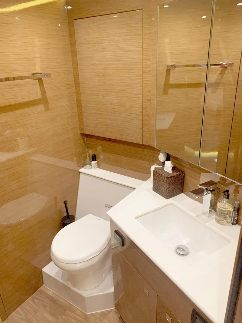 Slide: The Image of Luxurious bathroom in 2018 Cruisers Yachts CANTIUS 54 with modern fixtures. - 13