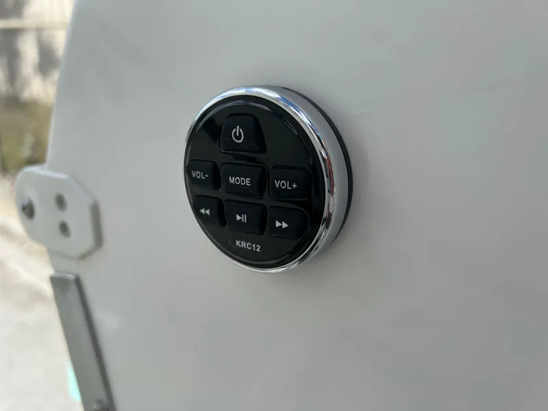 Slide: The Image of 2024 Clearwater 2200 boat control panel with volume and mode buttons - 26