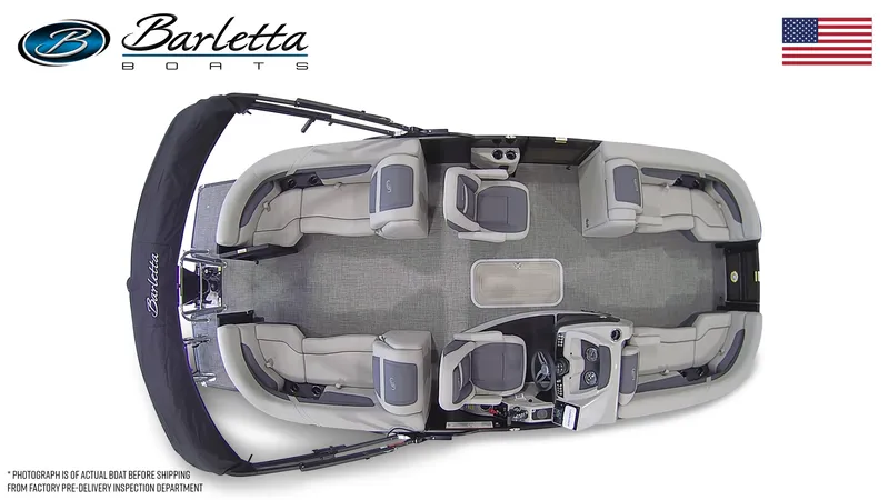 Slide: The Image of 2024 Barletta Cabrio 22QC pontoon boat interior layout, top view. - 7