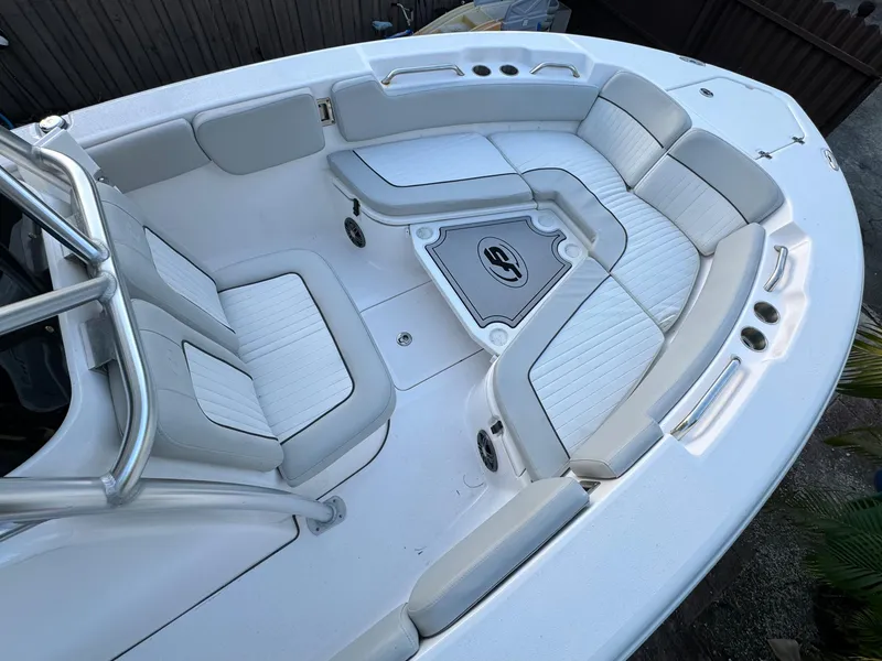 Slide: The Image of 2022 Sea Fox 248 Commander boat with spacious seating area and modern design. - 18