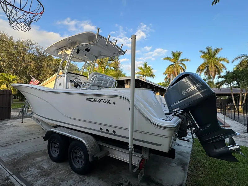 Slide: The Image of 2022 Sea Fox 248 Commander boat on trailer with Yamaha outboard motor. - 3