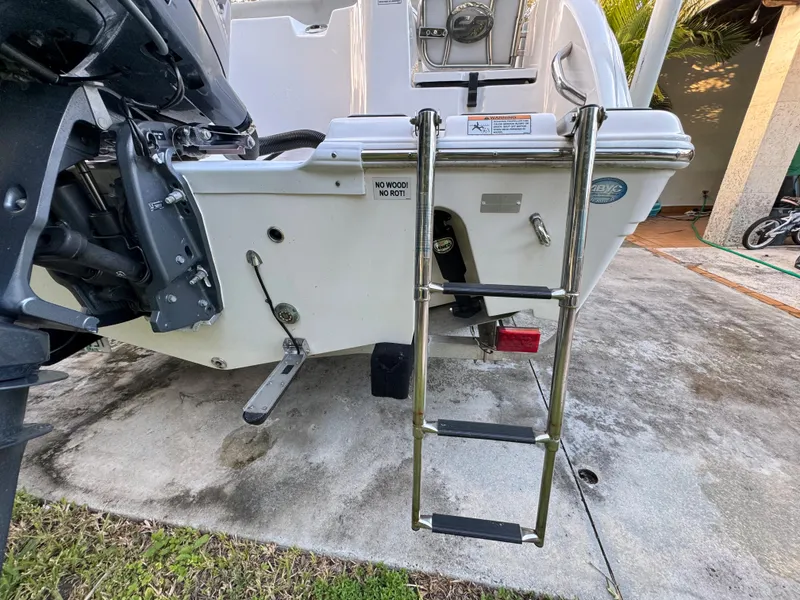 Slide: The Image of 2022 Sea Fox 248 Commander boat with a stainless steel swim ladder. - 44