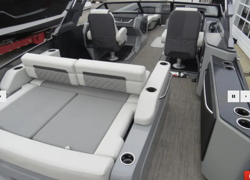 Slide: The Image of 2023 Godfrey AquaPatio 255 DFLW interior with luxurious seating and modern design. - 5