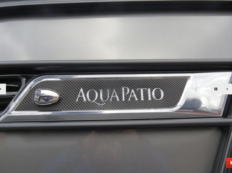 Slide: The Image of 2023 Godfrey AquaPatio 255 DFLW logo on sleek black background. - 7