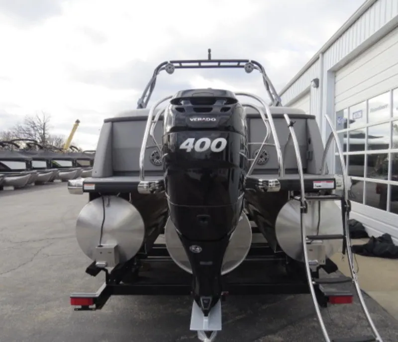 Slide: The Image of 2023 Godfrey AquaPatio 255 SBC boat with a 400 Verado engine. - 2