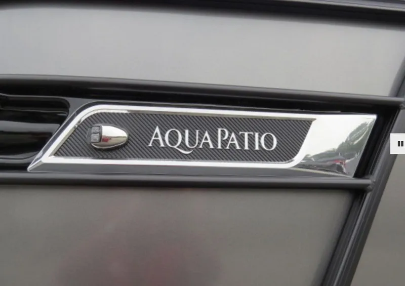 Slide: The Image of 2023 Godfrey AquaPatio 255 ULW logo on boat exterior. - 3