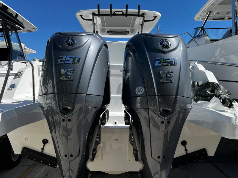 Slide: The Image of 2024 Jeanneau Leader 9.0 CC with twin Yamaha 250 V6 outboard engines. - 3