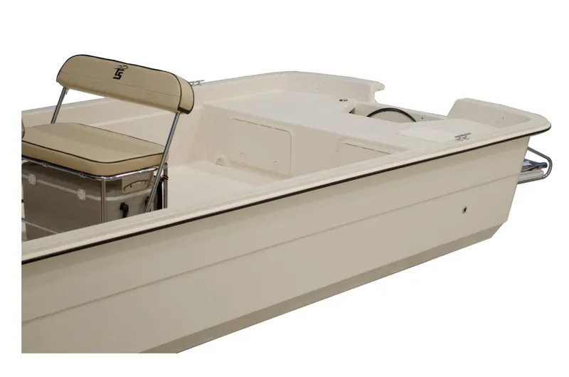 Slide: The Image of 2024 Carolina Skiff e21 DLX boat, beige interior, rear seating view. - 9