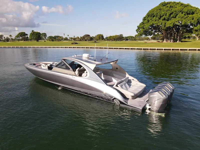 The Image of 2024 Mystic Powerboats M5200 on calm water, luxurious design. - 0