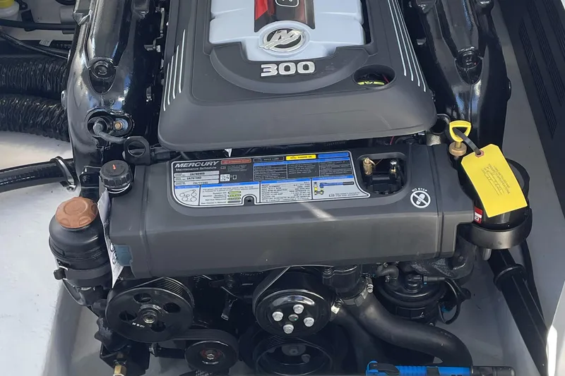 Slide: The Image of 2024 Monterey M4 boat engine, Mercury 300 horsepower, close-up view. - 11