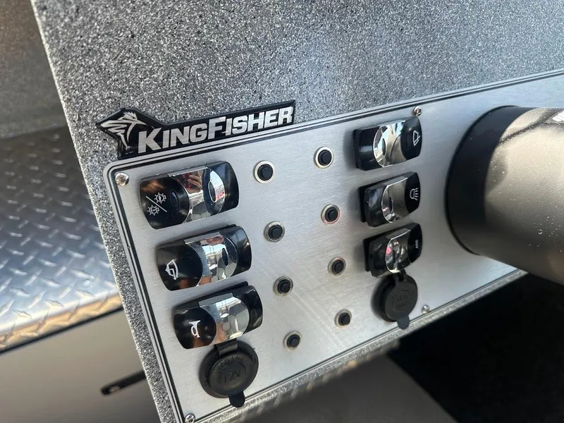 Slide: The Image of Control panel of 2024 KingFisher 2025 Escape boat with labeled switches. - 37