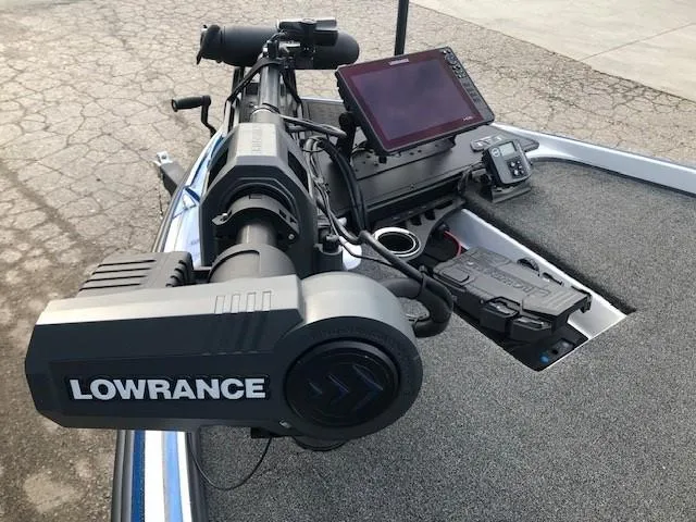 Slide: The Image of 2022 Nitro Z21 XL boat with Lowrance fishfinder and trolling motor. - 22