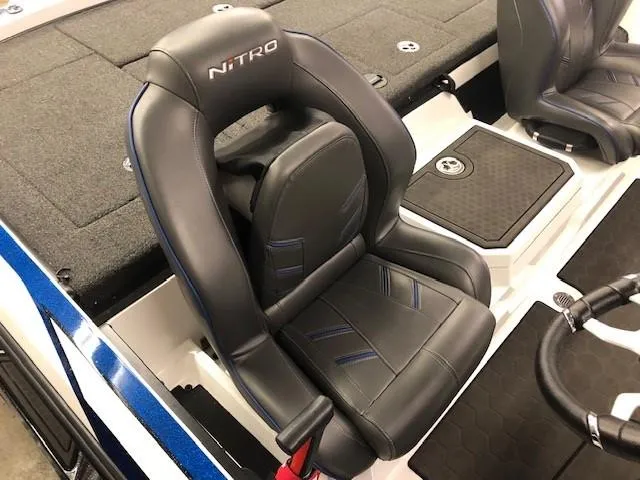 Slide: The Image of 2022 Nitro Z21 XL boat seat with black and blue upholstery. - 30