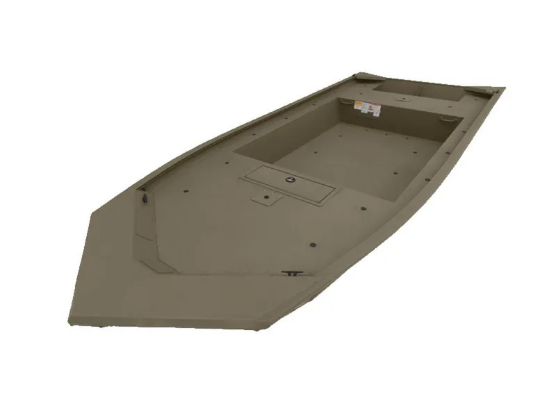 Slide: The Image of 2024 Tracker GRIZZLY® 1754 Jon boat, olive green, empty deck view. - 2