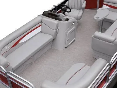 The Image of 2024 Bennington 22 SSR pontoon boat interior with plush seating and modern helm. - 1