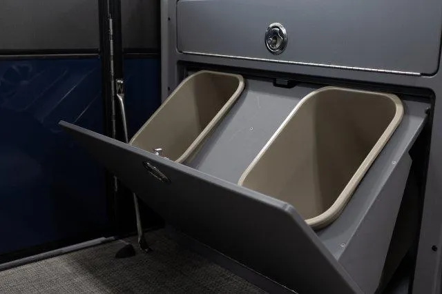 Slide: The Image of 2024 Berkshire 23ULE STS storage compartment with dual bins. - 10