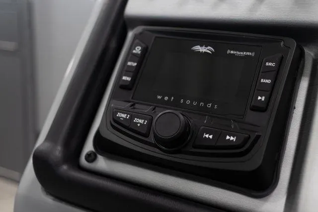 Slide: The Image of Close-up of 2024 Berkshire 23ULE STS audio control panel with Wet Sounds system. - 7