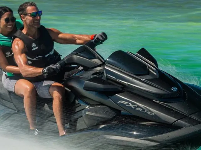 Slide: The Image of 2024 Yamaha Waverunner FX SVHO® with Audio System in action on the water. - 21