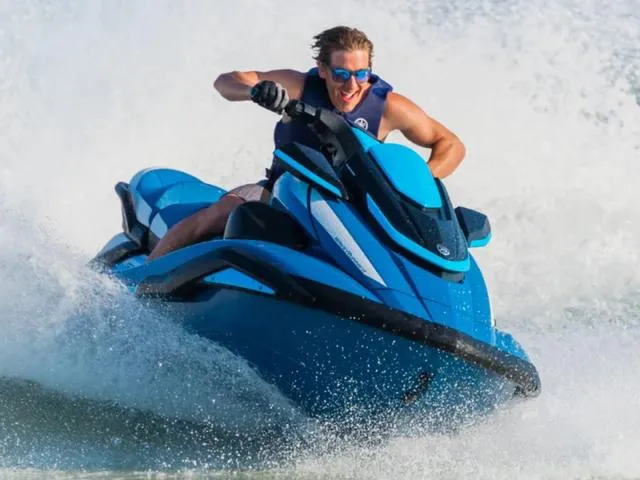 Slide: The Image of 2024 Yamaha Waverunner FX Cruiser® HO with Audio System in action on water. - 16