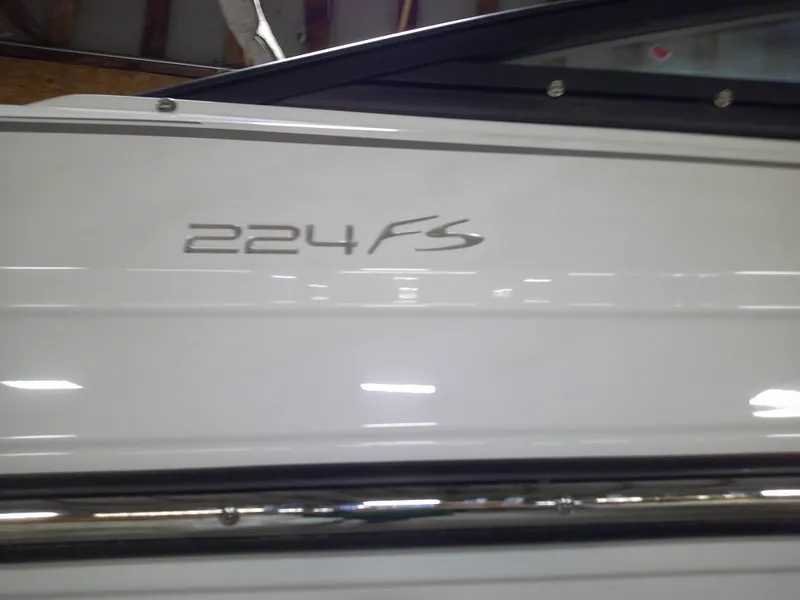 Slide: The Image of 2023 Monterey 224FS boat side view with model name. - 3