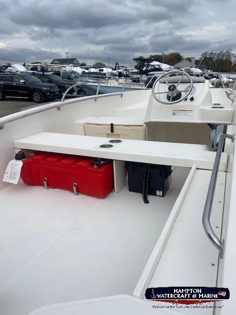 Slide: The Image of 2024 Boston Whaler 160 Super Sport boat interior at Hampton Watercraft & Marine. - 13