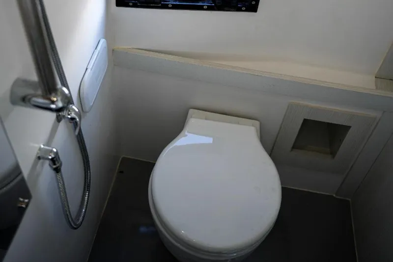 Slide: The Image of Modern bathroom on 2025 Panamera Yacht PY 100 with sleek toilet and shower. - 24