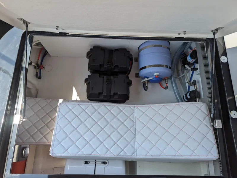 Slide: The Image of Engine compartment of 2025 Panamera Yacht PY 100 with battery and water system. - 26