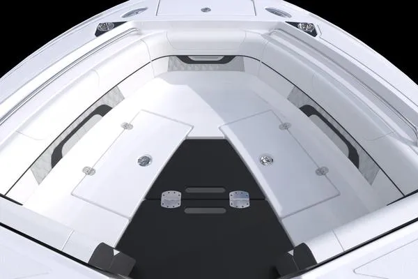 Slide: The Image of 2024 Blackfin 232DC boat interior, spacious seating and storage compartments. - 41