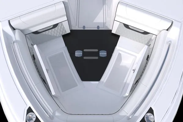 Slide: The Image of 2024 Blackfin 232DC boat interior with open storage compartments. - 42