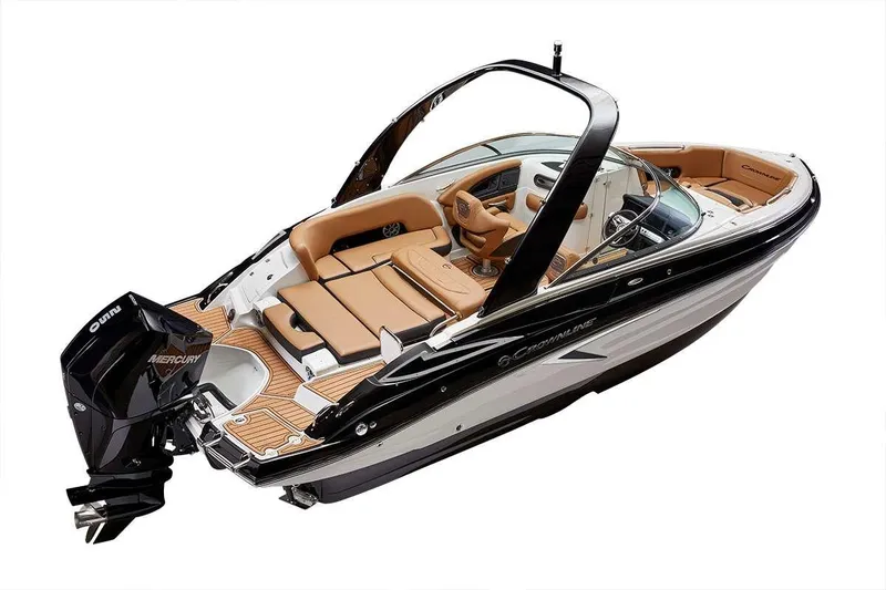 Slide: The Image of 2024 Crownline 250 XSS boat with sleek design and luxurious interior. - 3