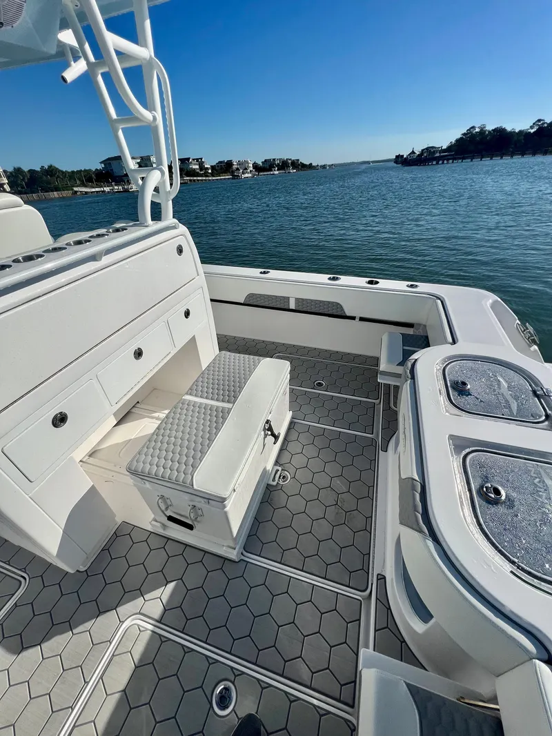 Slide: The Image of 2024 Invincible 43 Open Fisherman boat interior with ocean view. - 7