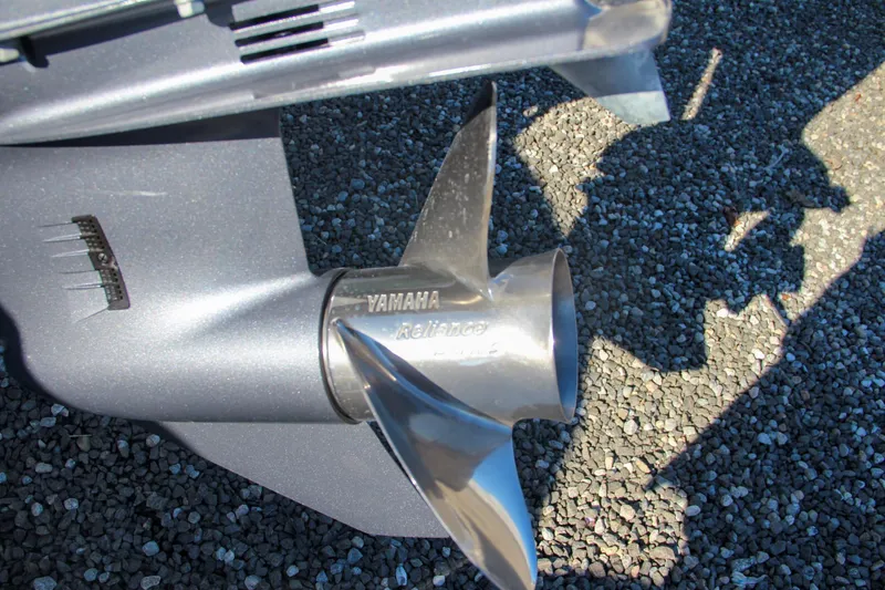 Slide: The Image of Close-up of Yamaha propeller on 2024 Sea Hunt Ultra 229 boat. - 7