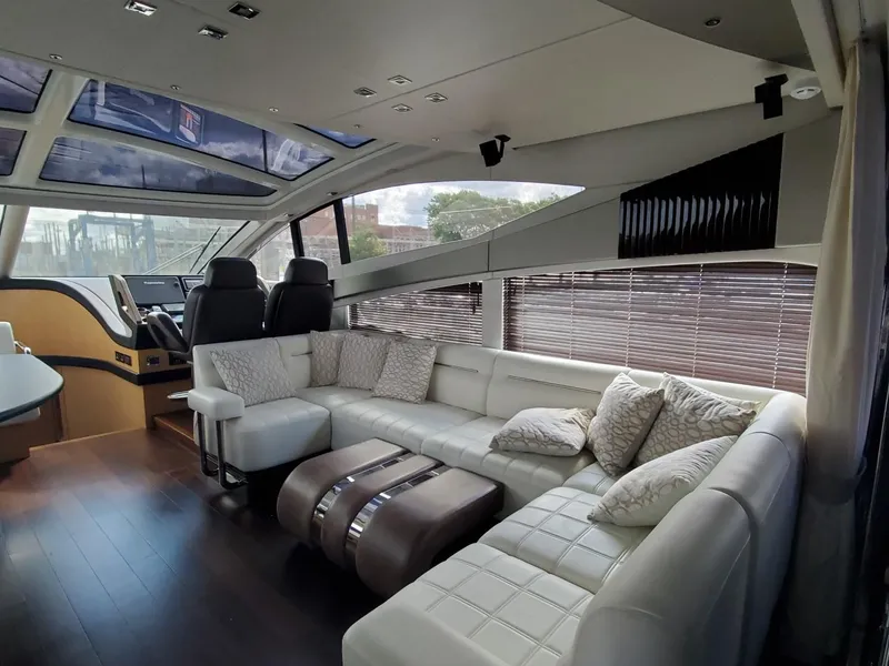 Slide: The Image of Luxurious interior of 2014 Sunseeker 68 Predator yacht with plush seating and modern design. - 14