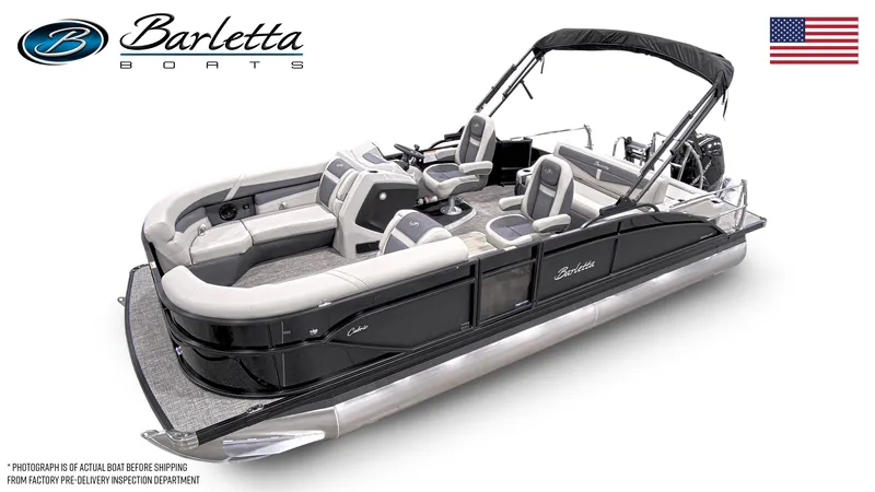 Slide: The Image of 2024 Barletta Cabrio 22UC pontoon boat with sleek design and comfortable seating. - 1