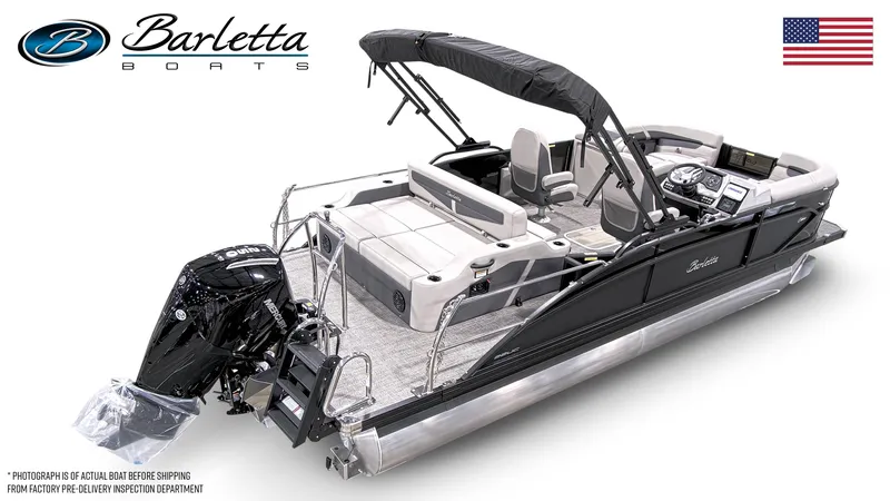 Slide: The Image of 2024 Barletta Cabrio 22UC pontoon boat with sleek design and modern features. - 3