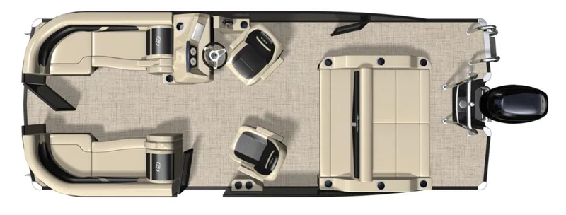 Slide: The Image of Top view of 2024 Barletta Cabrio 22UC pontoon boat layout. - 9