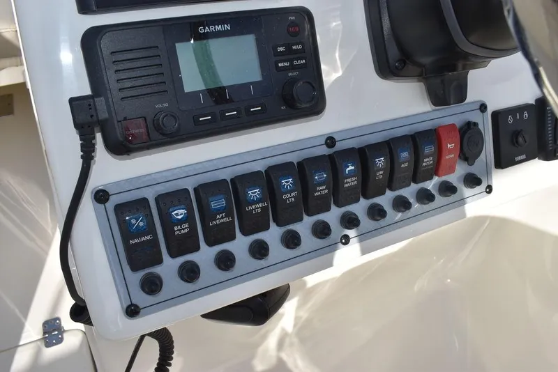 Slide: The Image of Control panel of 2024 Key West 239 DFS boat with Garmin device. - 48