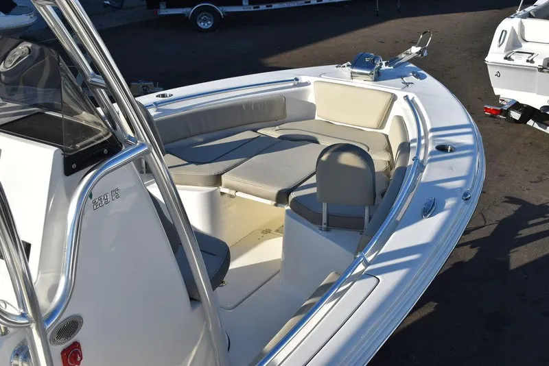 Slide: The Image of 2024 Key West 239 FS boat with spacious seating and sleek design. - 38