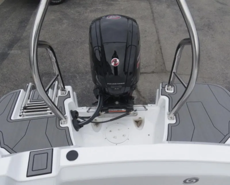 Slide: The Image of 2023 Hurricane SunDeck 185 OB boat with outboard motor and swim platform. - 10