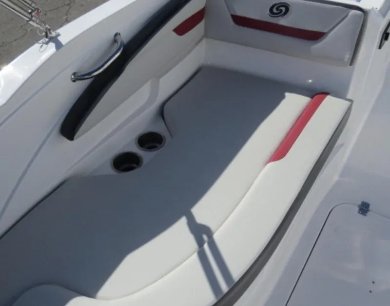 Slide: The Image of Interior seating of 2023 Hurricane SunDeck Sport 205 OB boat with cup holders. - 10