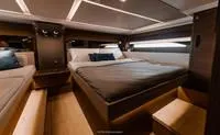 Slide: The Image of Luxurious interior of 2025 Wellcraft 44 Explorer yacht with modern bedroom design. - 10