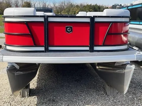 Slide: The Image of 2024 Sweetwater 2286SFL pontoon boat, red exterior, front view. - 4