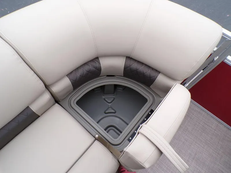 Slide: The Image of 2024 Sun Tracker PARTY BARGE® 20 DLX seating with storage compartment. - 25