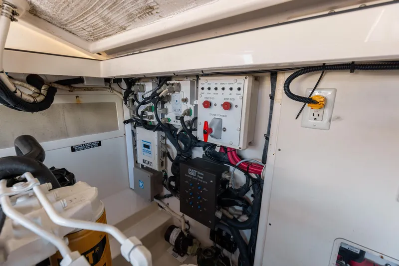 Slide: The Image of Electrical control panel in 2013 Cabo 36 Express boat. - 8