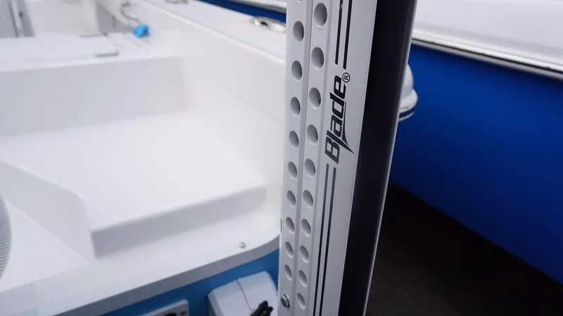 Slide: The Image of Close-up of 2024 Everglades 273 CC boat with Blade logo. - 14