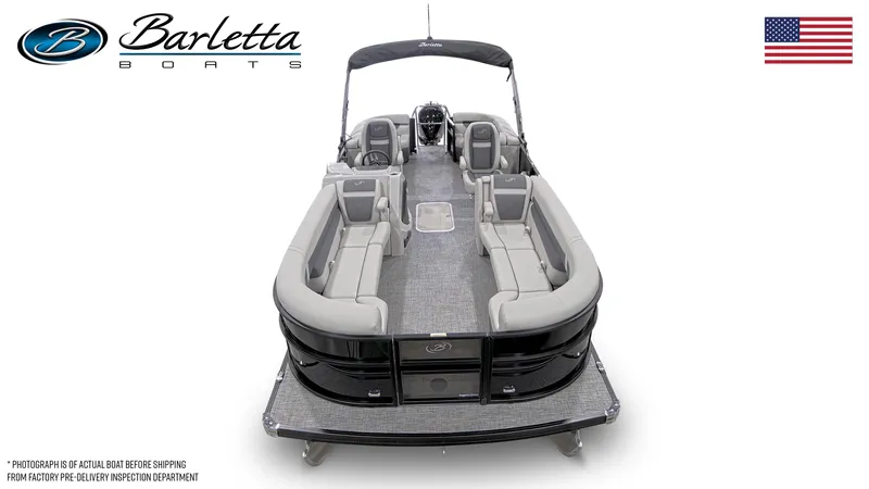 Slide: The Image of 2024 Barletta Cabrio 24QC pontoon boat, spacious seating, luxury design. - 2