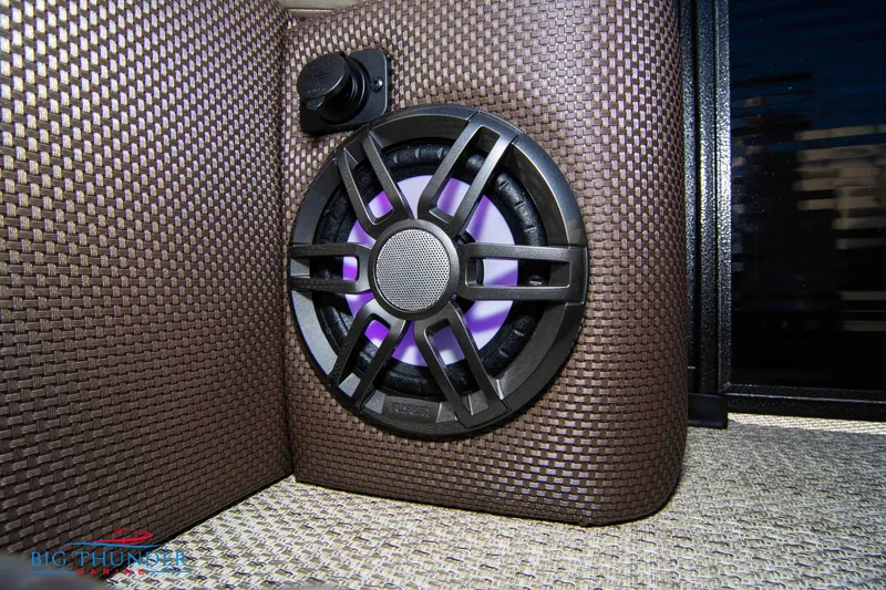 Slide: The Image of 2024 Crest Classic DLX 240 SLC boat speaker with purple LED lighting. - 15