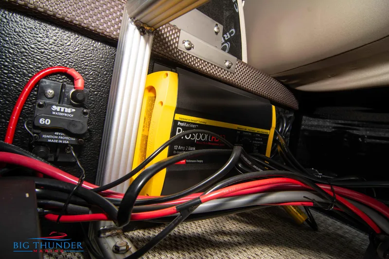 Slide: The Image of Battery and wiring system of 2024 Crest Classic DLX 240 SLC pontoon boat. - 42