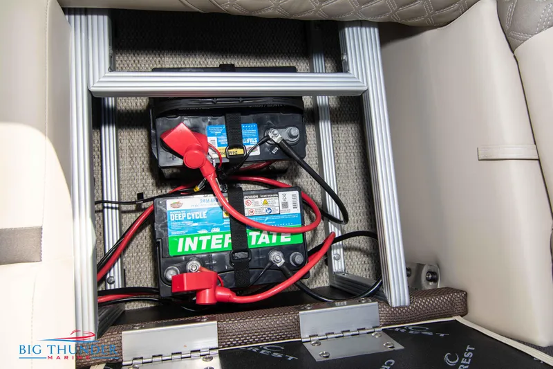 Slide: The Image of Battery compartment of 2024 Crest Classic DLX 240 SLC pontoon boat. - 43